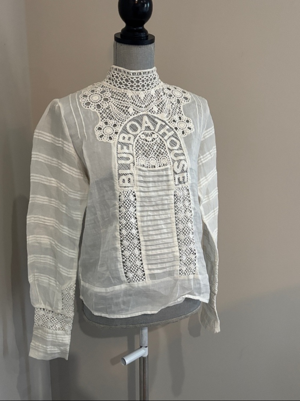 Scotch-Soda White Lace High-Neck Crochet Blouse size Large